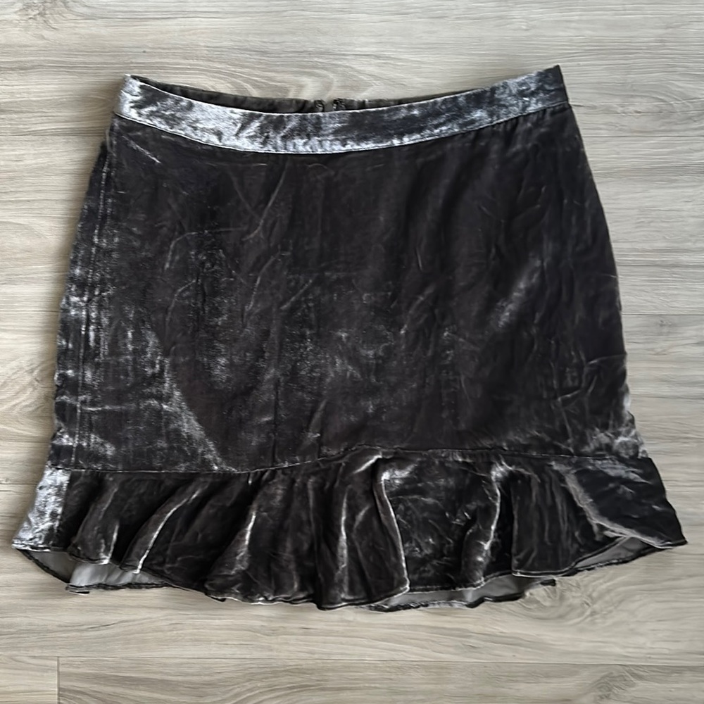 Madewell Grey Velvet Mini Skirt